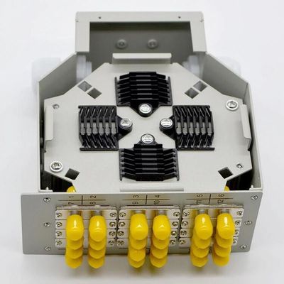 24箱の中心DINの柵の光ファイバケーブルのパッチ盤12 STの二重アダプターのターミナル コネクション箱