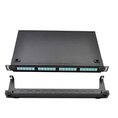 LCのパッチ盤のラック マウントの黒への1U MTPカセット モジュール96F MPO
