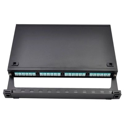 LCのパッチ盤のラック マウントの黒への1U MTPカセット モジュール96F MPO