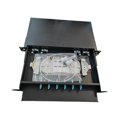 6左舷繊維光学のパッチ盤SC 12の中心1Uのラック マウント繊維のエンクロージャ