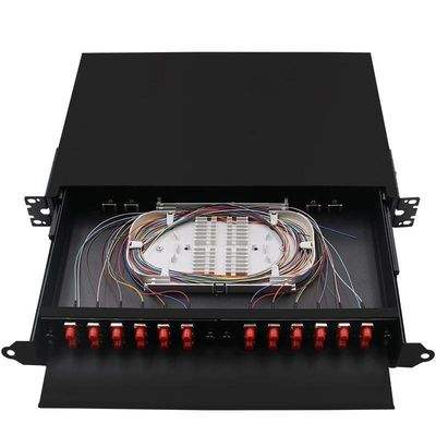黒いラック マウント繊維の終了箱FCのパッチ盤ODF 24Core
