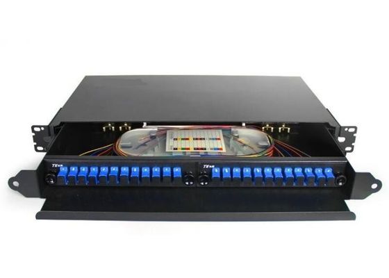 黒いラック マウント繊維の終了箱FCのパッチ盤ODF 24Core