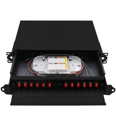 黒いラック マウント繊維の終了箱FCのパッチ盤ODF 24Core