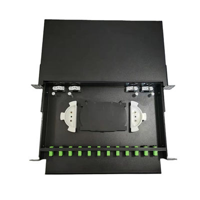 24 ポート黒い金属の光ファイバー端子箱 430x200x46mm