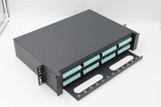 2U 192 Cores MTP MPO -LC Patch panel ODF Chassis enclosure Sliding type for 8 Cassettes